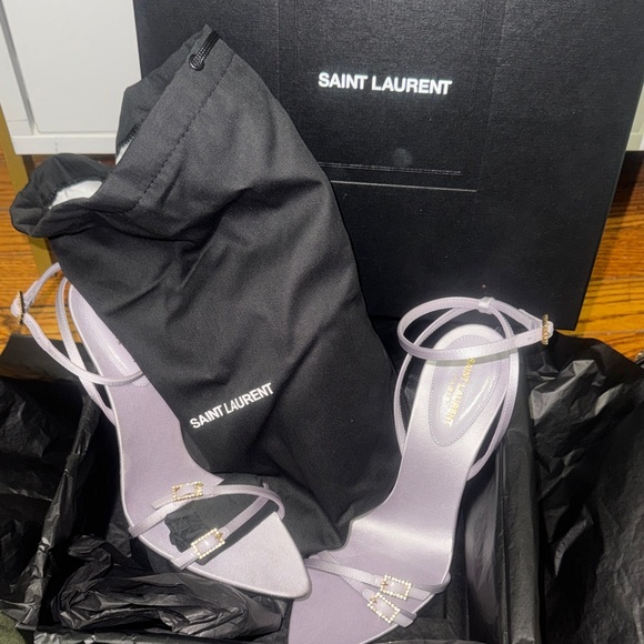 Saint Laurent Women's Grey Strappy Heels - Picture 7 of 8